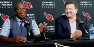 Roy Green, Michael Bidwell at the live Cardinals Press Conference